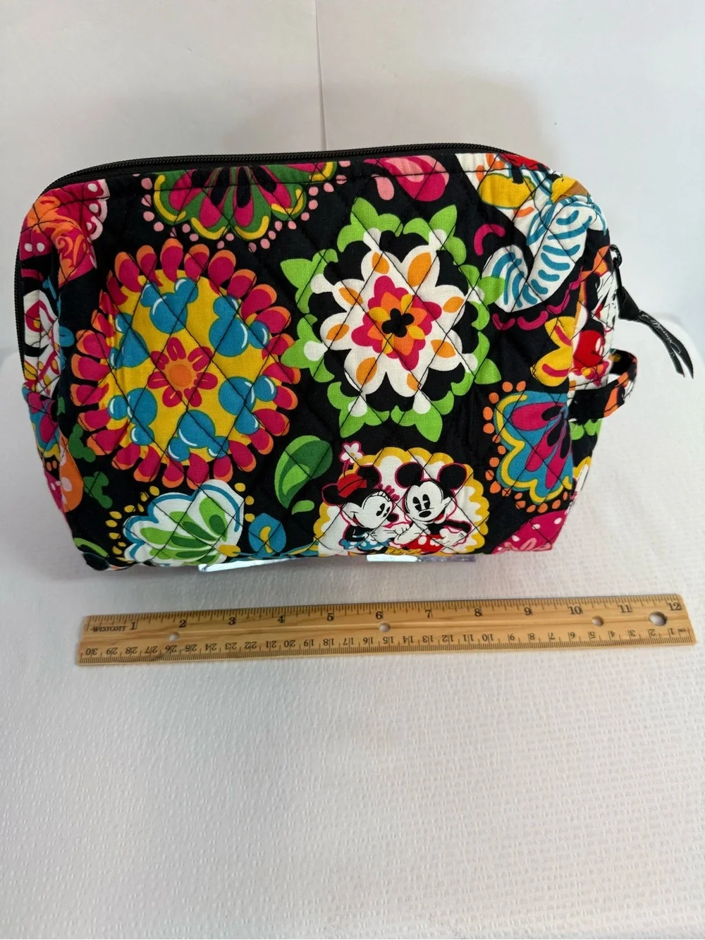 Vera Bradley Disney Mickey & Minnie Quilted Cosmetic Bag - Black Floral